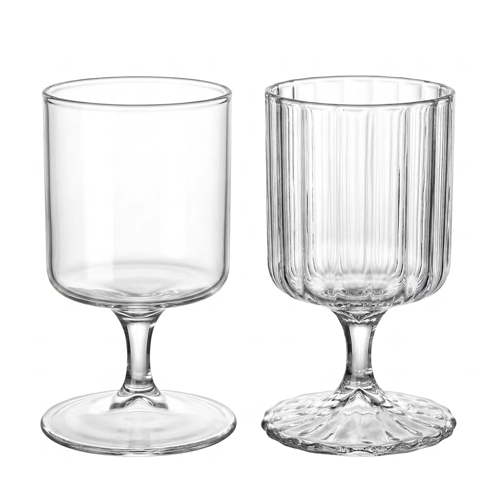 Espresso Shot Glass - 2'li Set Şeffaf Saplı Kadeh, Retro